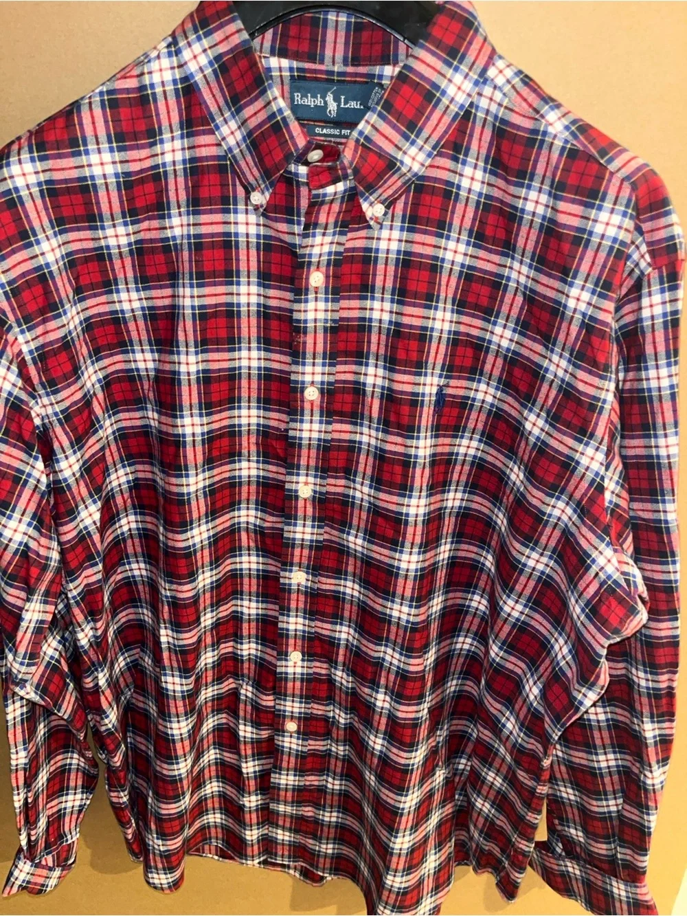 Polo Ralph Lauren Men’s Red White & Blue Plaid XXL Classic Fit B/F Shirt Mint